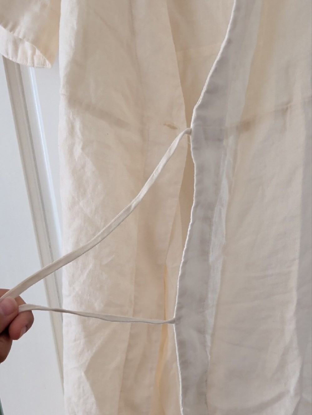Everlane Linen Wrap Dress in Light Cream - Picture 6 of 6